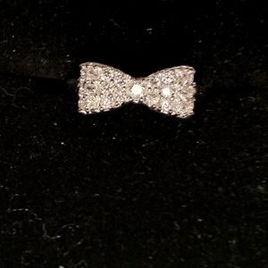 Girls fashion Bowtie sequins silver ring